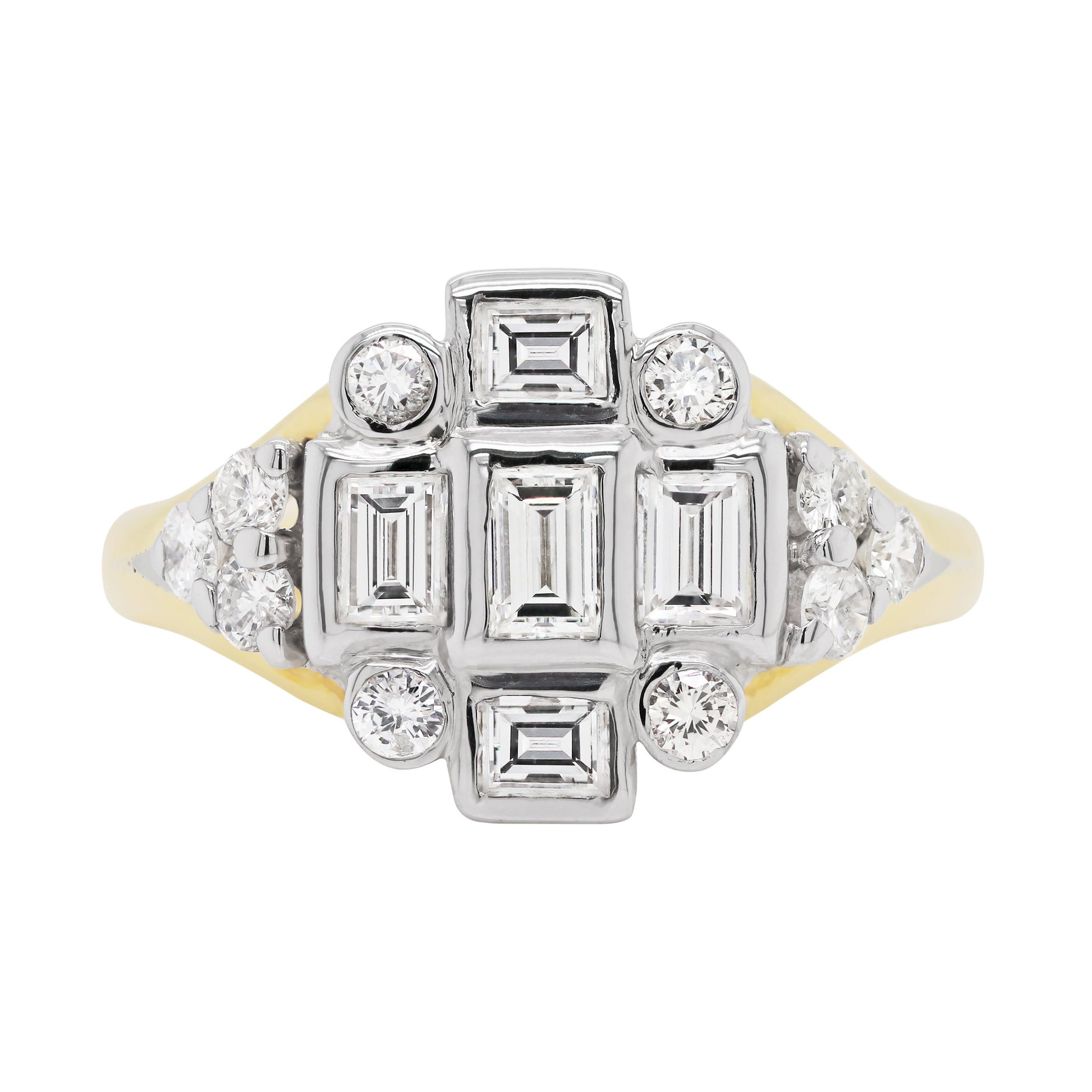 18 Carat Gold Diamond Art Deco Style Cluster Cocktail Ring - Tobi Gem Setting