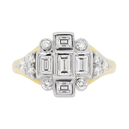 18 Carat Gold Diamond Art Deco Style Cluster Cocktail Ring - Tobi Gem Setting