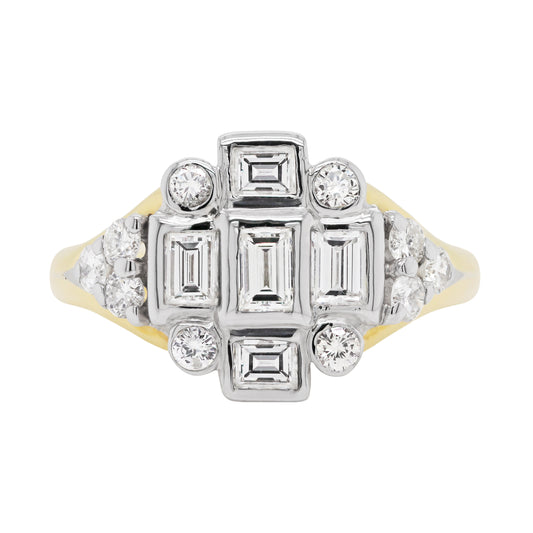 18 Carat Gold Diamond Art Deco Style Cluster Cocktail Ring