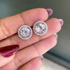 Kunzite and Diamond 18 Carat White Gold Halo Cluster Stud Earrings