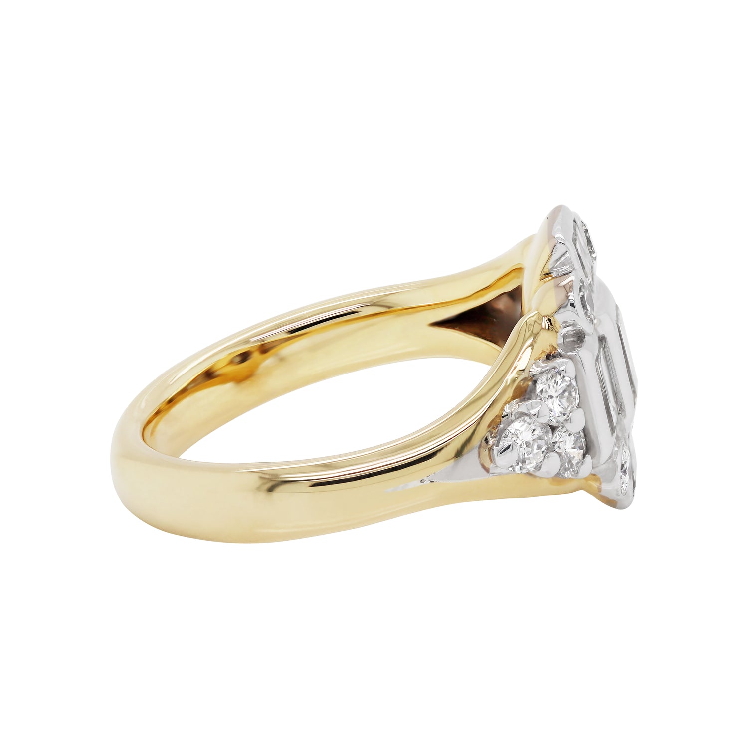 18 Carat Gold Diamond Art Deco Style Cluster Cocktail Ring