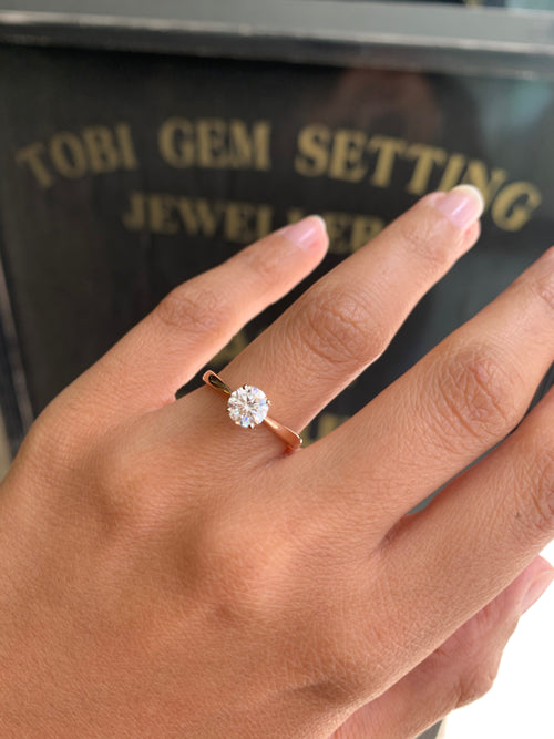 0.71ct D VS2 Round Brilliant Cut Diamond 18ct Rose Gold Engagement Ring
