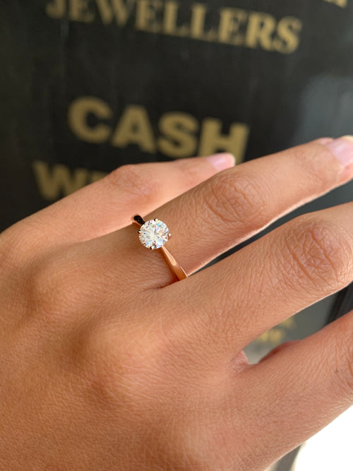 0.71ct D VS2 Round Brilliant Cut Diamond 18ct Rose Gold Engagement Ring