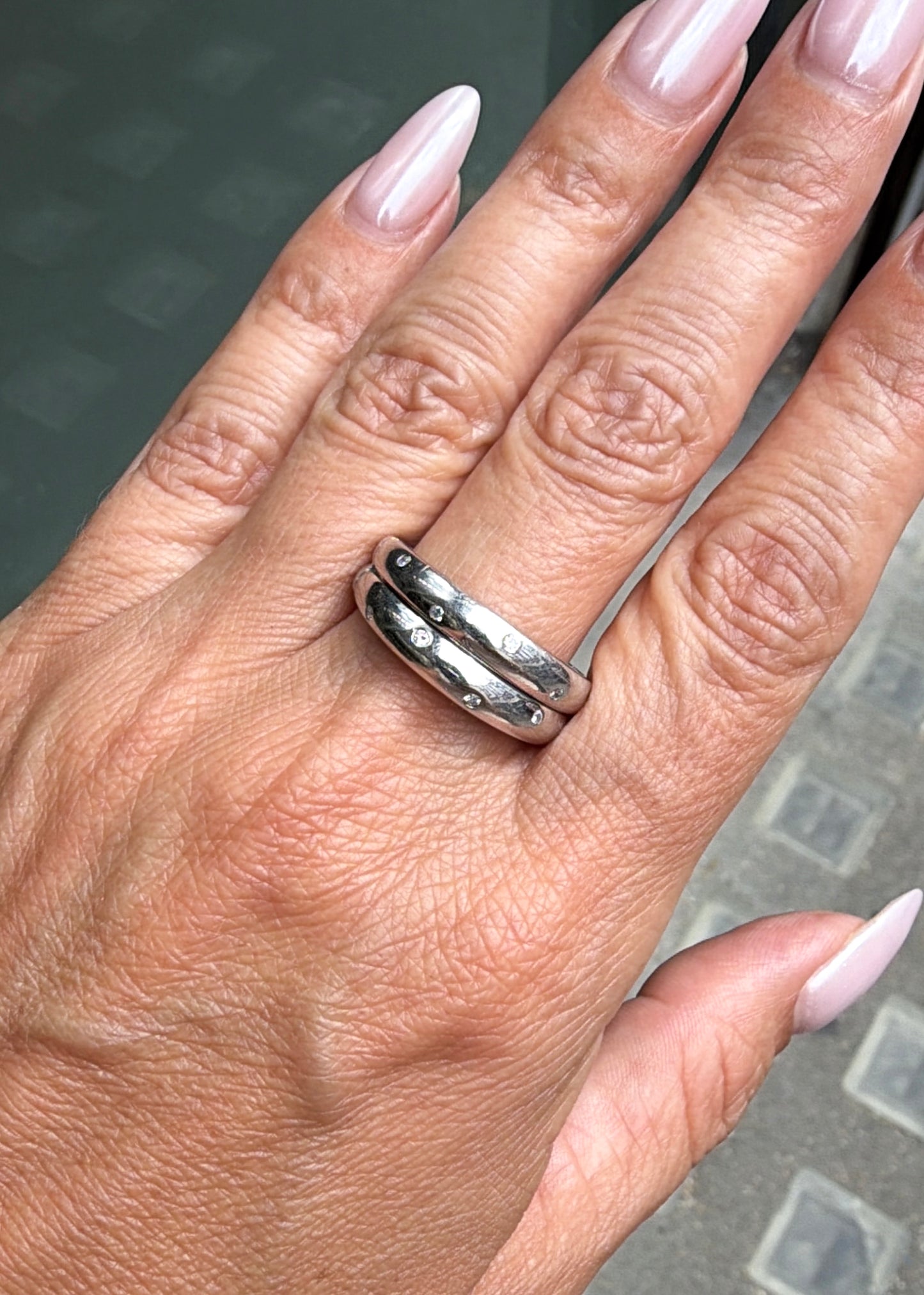 Ruby and Diamond 18 Carat White Gold Hinged Tapered Band Ring