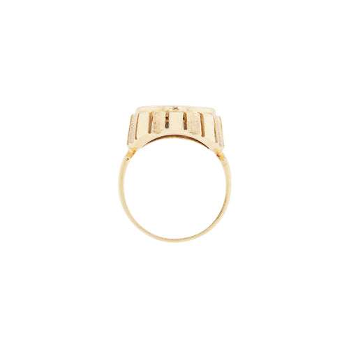900 Dos Pesos Mexican Coin Gents Ring in 14 Carat Yellow Gold