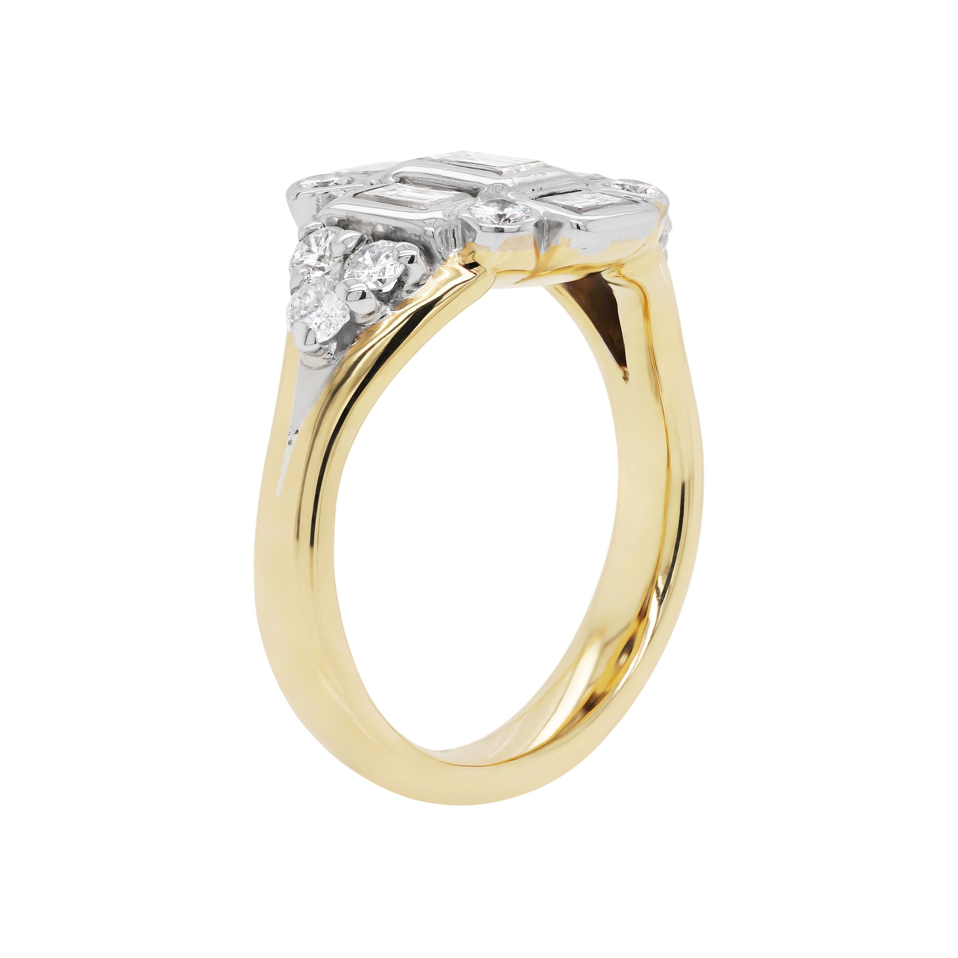 18 Carat Gold Diamond Art Deco Style Cluster Cocktail Ring - Tobi Gem Setting