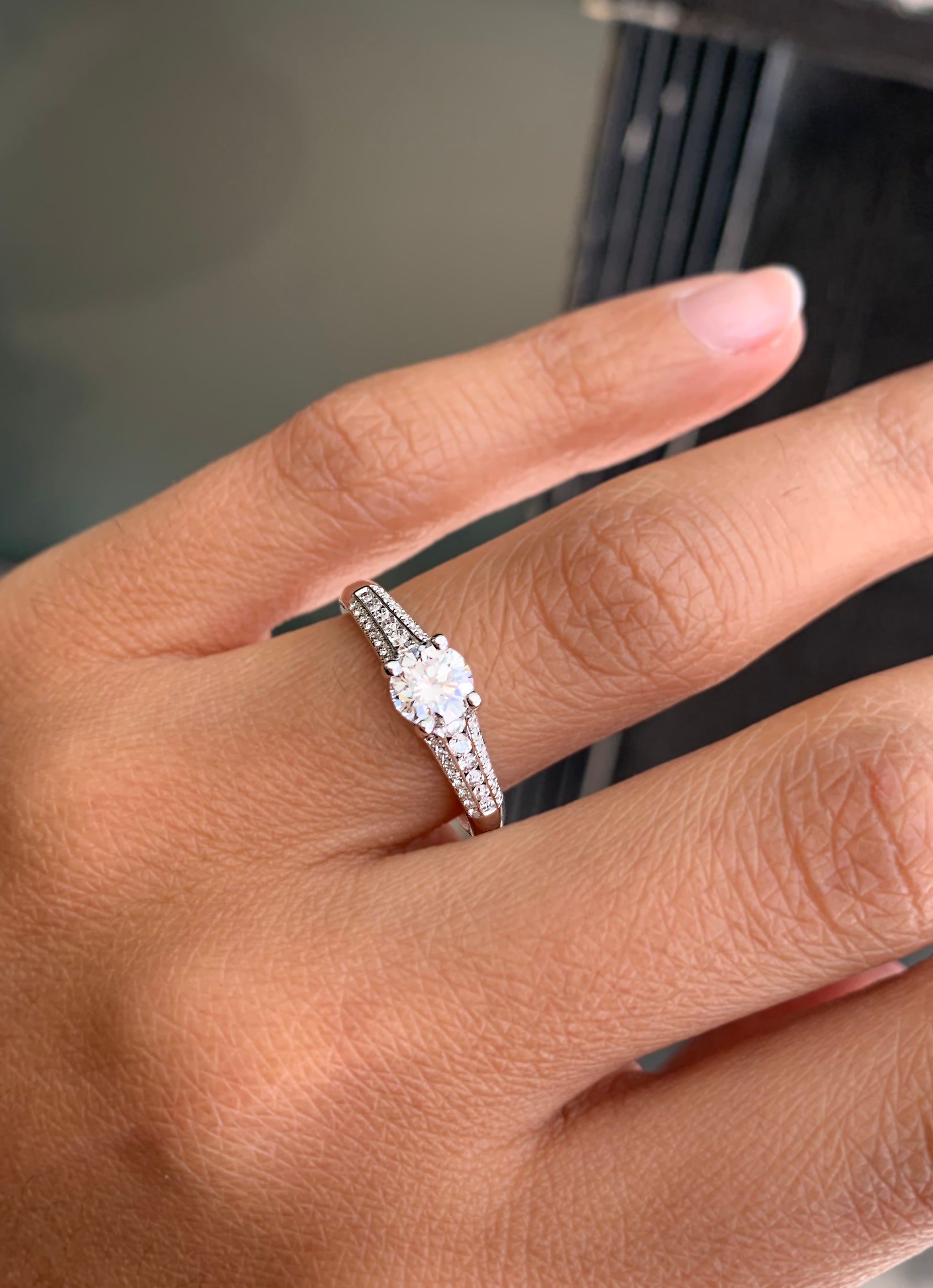 0.57ct Round Brilliant Cut Diamond 18 Carat White Gold Engagement Ring - Tobi Gem Setting