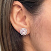 Kunzite and Diamond 18 Carat White Gold Halo Cluster Stud Earrings