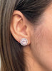 Kunzite and Diamond 18 Carat White Gold Halo Cluster Stud Earrings