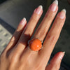 Large Coral and Diamond 18 Carat Rose and White Gold Cocktail Ring