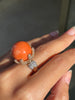 Large Coral and Diamond 18 Carat Rose and White Gold Cocktail Ring