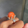 Large Coral and Diamond 18 Carat Rose and White Gold Cocktail Ring