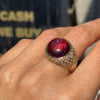 Cabochon Tourmaline and Diamond 18 Carat Yellow Gold Bombé Cluster Cocktail Ring