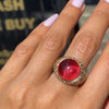 Cabochon Tourmaline and Diamond 18 Carat Yellow Gold Bombé Cluster Cocktail Ring