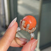 Large Coral and Diamond 18 Carat Rose and White Gold Cocktail Ring