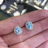 1.98 Carat Aquamarine and Diamond 18 Carat White Gold Cluster Stud Earrings