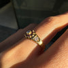 Antique Ruby & Old Cut Diamond Flower Ring in 18K Yellow Gold, Chester, 1884