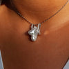 Large Baroque Cultured Pearl & Diamond 18 Carat White Gold Pendant Necklace