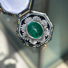 Cabouchon Emerald and Diamond 18 Carat White Gold Ballerina Cluster Ring