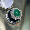 Cabouchon Emerald and Diamond 18 Carat White Gold Ballerina Cluster Ring