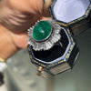 Cabouchon Emerald and Diamond 18 Carat White Gold Ballerina Cluster Ring