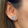 1.98 Carat Aquamarine and Diamond 18 Carat White Gold Cluster Stud Earrings