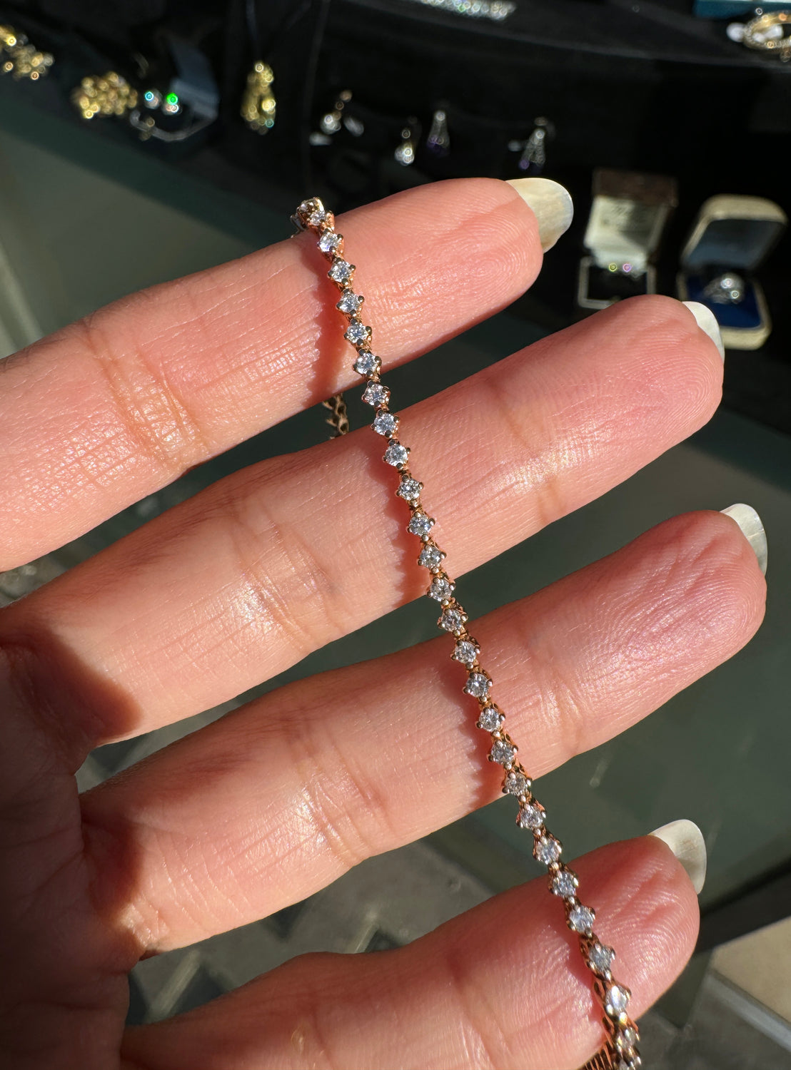 Anna Penelope Mini Diamond and 18 Carat Rose Gold Tennis Bracelet