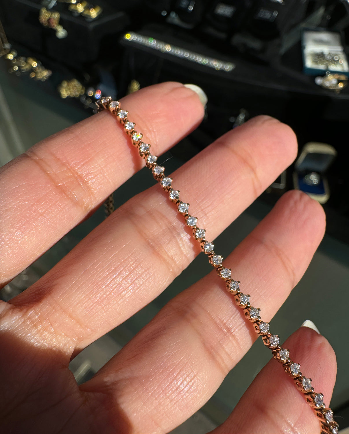 Anna Penelope Mini Diamond and 18 Carat Rose Gold Tennis Bracelet