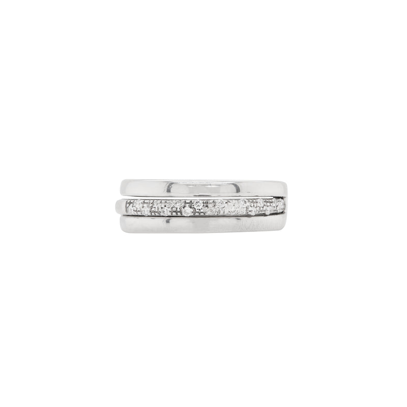 18 Carat White Gold Two-Piece Ring with Detachable Diamond Set Band