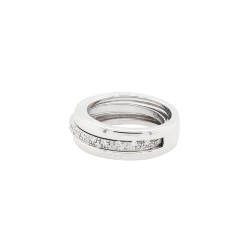 18 Carat White Gold Two-Piece Ring with Detachable Diamond Set Band