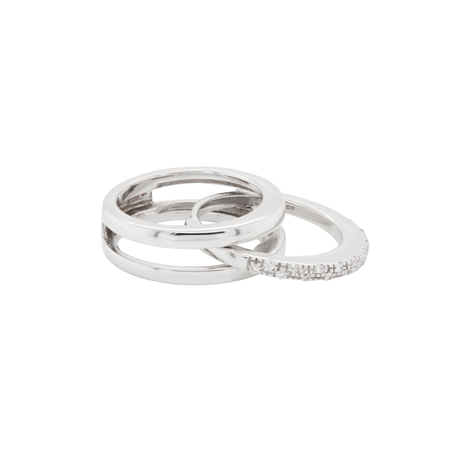 18 Carat White Gold Two-Piece Ring with Detachable Diamond Set Band