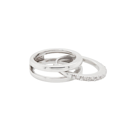 18 Carat White Gold Two-Piece Ring with Detachable Diamond Set Band