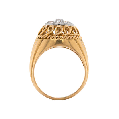 Vintage 18 Carat Gold Old Cut Diamond Round Cluster Dome Ring, Circa 1940s