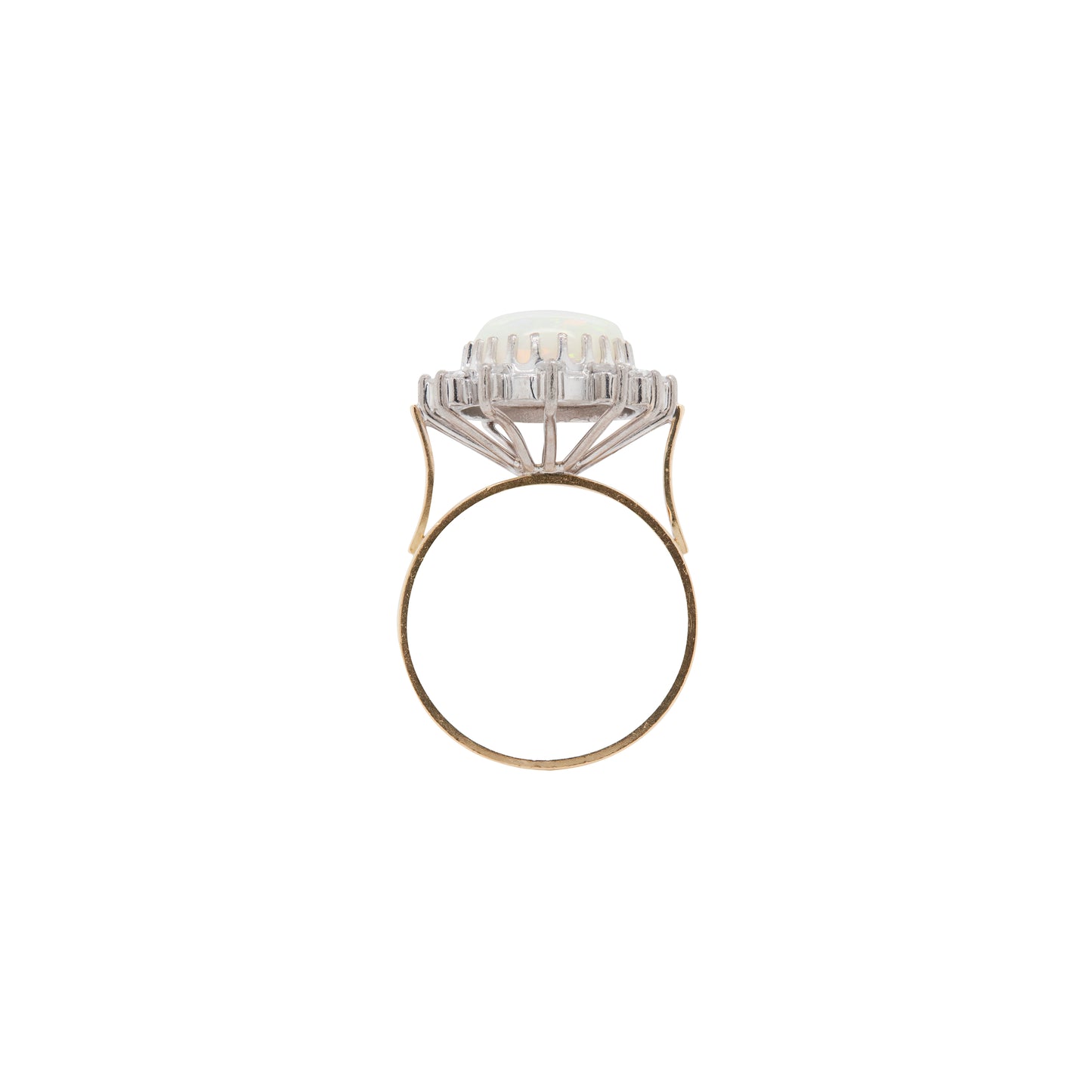 Vintage Oval Opal and Diamond 18 Carat Yellow and White Gold Cluster Dress Ring