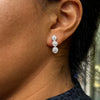 Diamond Graduated Triple Halo Cluster Drop Earrings in 18 Carat White Gold