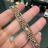 Antique Blue Sapphire and Diamond 15 Carat Rose Gold Gate Bracelet