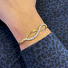 Diamond and 18 Carat Yellow Gold Infinity Bangle Bracelet