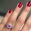 1.22 Carat Pink Sapphire and Diamond 18ct Gold Halo Cluster Engagement Ring