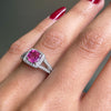 1.22 Carat Pink Sapphire and Diamond 18ct Gold Halo Cluster Engagement Ring