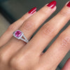 1.22 Carat Pink Sapphire and Diamond 18ct Gold Halo Cluster Engagement Ring
