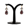Pear Cabochon Garnet and Diamond Silver on 18 Carat Gold Drop Earrings