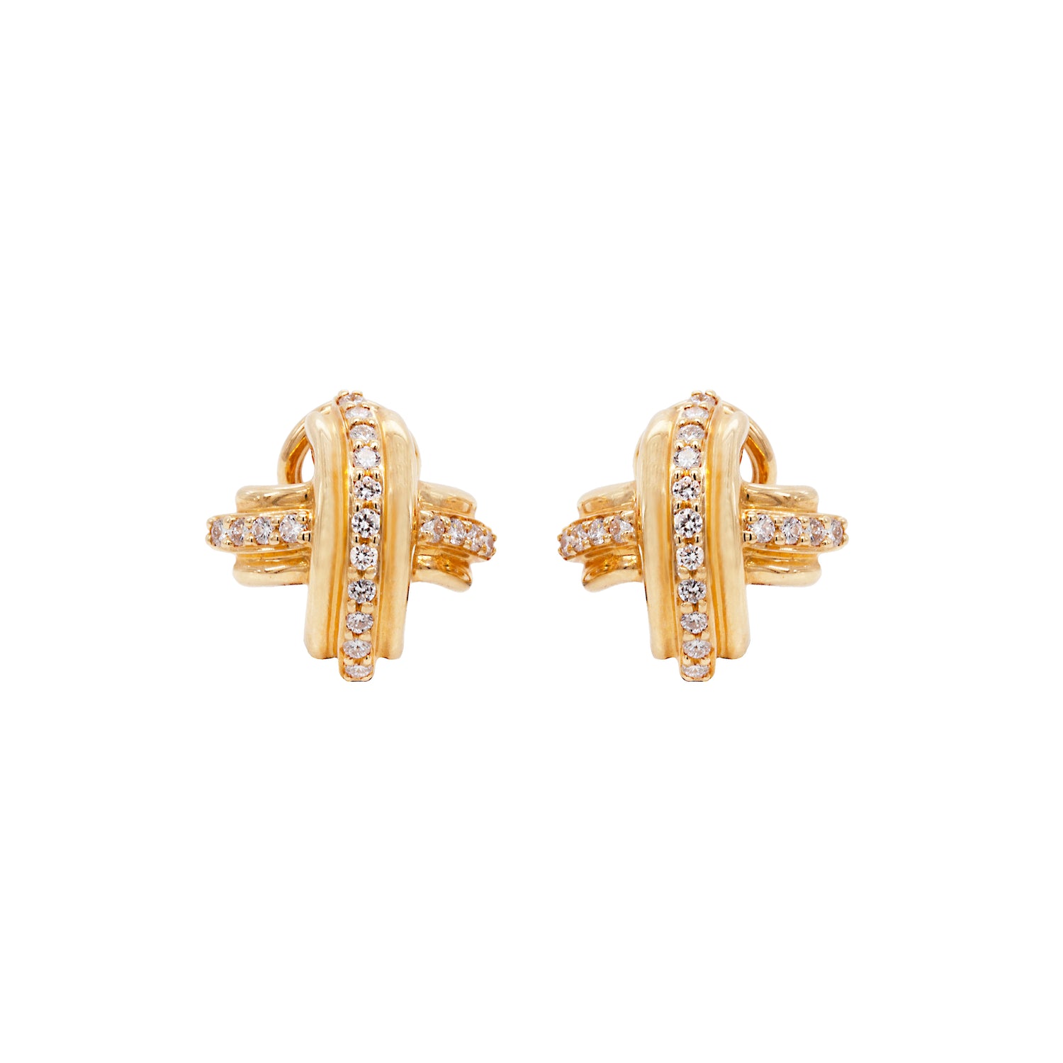 Tiffany & Co. 18ct Yellow Gold and Diamond 'Kiss' Earrings