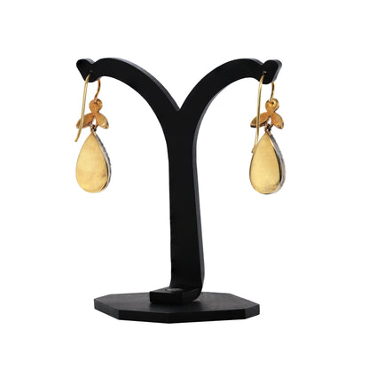 Pear Cabochon Garnet and Diamond Silver on 18 Carat Gold Drop Earrings
