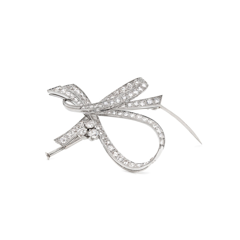 diamond French ribbon brooch set in platinum