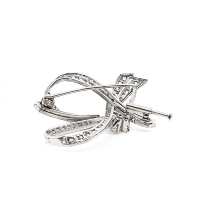 vintage diamond ribbon brooch rear details