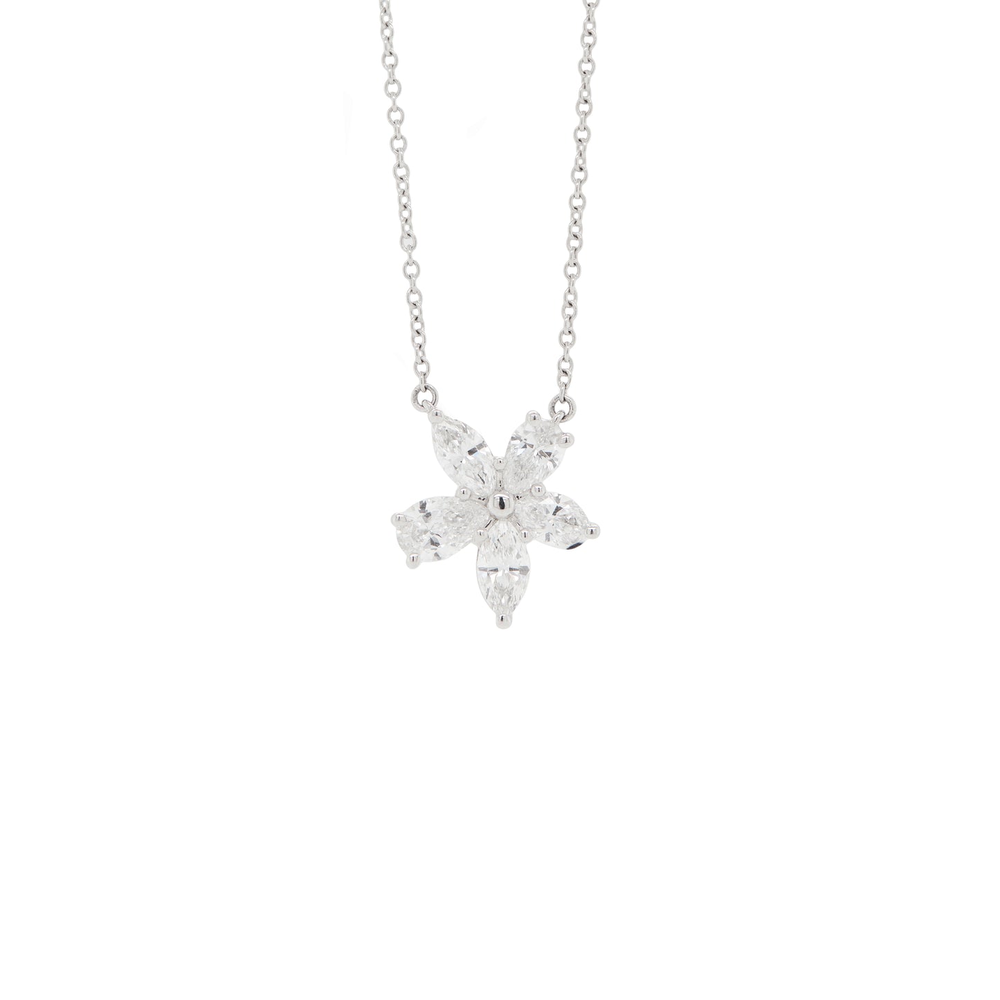 Tiffany & Co Victoria Mixed Diamond Cluster Platinum Pendant Necklace
