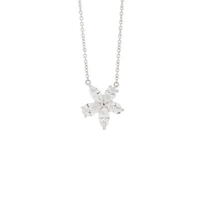 Tiffany & Co Victoria Mixed Diamond Cluster Platinum Pendant Necklace