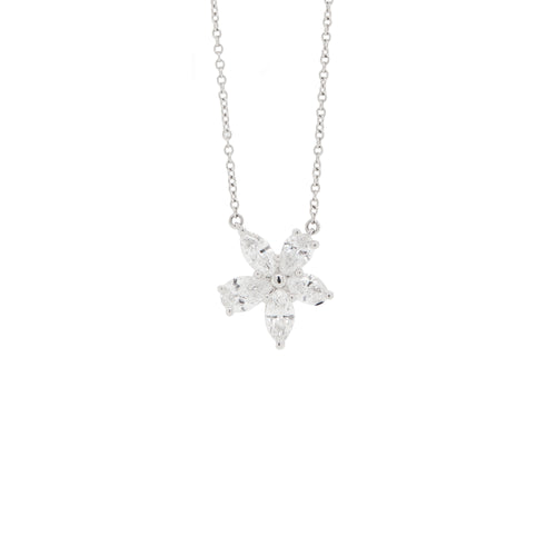 Tiffany & Co Victoria Mixed Diamond Cluster Platinum Pendant Necklace
