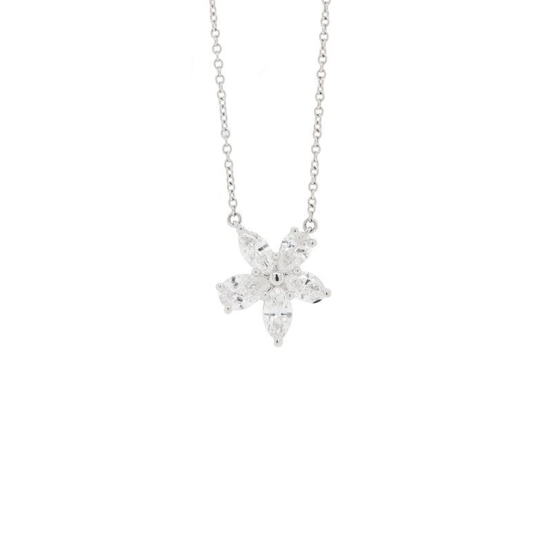 Tiffany & Co Victoria Mixed Diamond Cluster Platinum Pendant Necklace