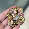 Vintage 18ct Gold Diamond and Ruby Floral Ribbon Brooch, circa 1950's